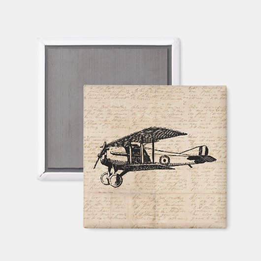Aimant Classic Airplane Antique Aviation Art Script (Recto/Verso)
