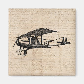 Aimant Classic Airplane Antique Aviation Art Script (Devant)