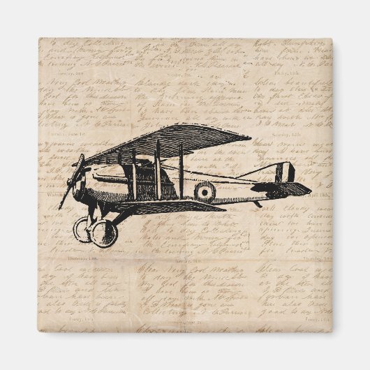 Aimant Classic Airplane Antique Aviation Art Script (Devant)