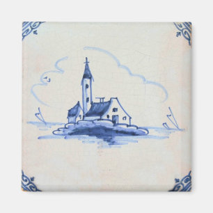 Aimant Classic Antiquaire Delft Carrelage Bleu - Église P