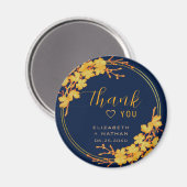 Aimant Classic Gold Floral Marine Mariage bleu Merci (Recto/Verso)