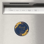 Aimant Classic Gold Floral Marine Mariage bleu Merci (In Situ (Lave-vaisselle))