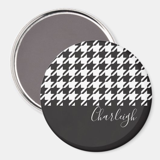 Aimant Classic moderne noir et blanc Houndstooth (Recto/Verso)