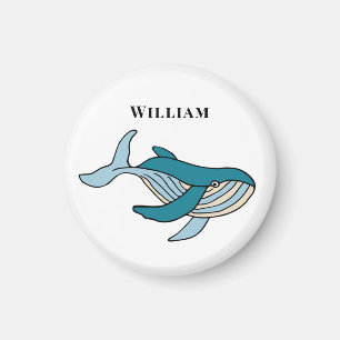 Aimant Classique baleine enfants nom personnalisé