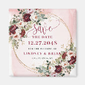 Aimant Classique Bohème Rouge Bordeaux Doré Fleurs Save t (Devant)