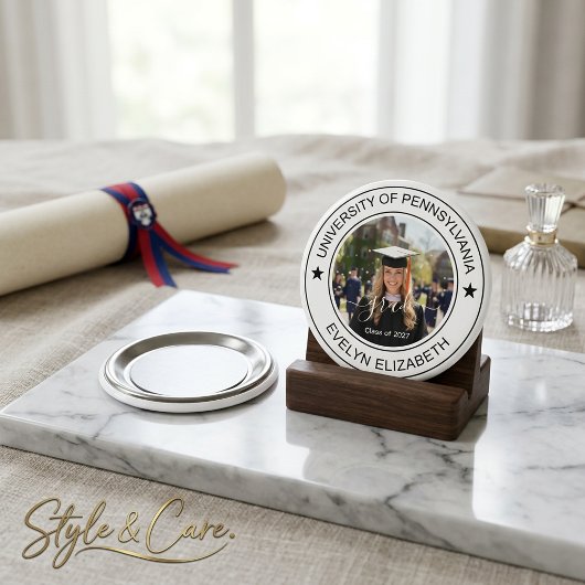 Aimant Classique Rond Diplômé Écriture Moderne