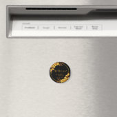 Aimant Classy Black & Gold Floral Mariage accueil (In Situ (Lave-vaisselle))