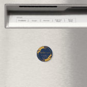 Aimant Classy Gold Floral Navy Blue Mariage bienvenue (In Situ (Lave-vaisselle))