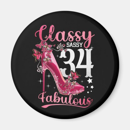 Aimant Classy Sassy 34 Et Faburlous 34ème anniversaire Fl (Devant)