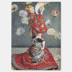 Aimant Claude Monet Camille en kimono japonais rouge Art