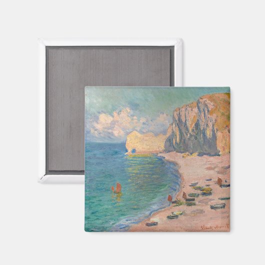 Aimant Claude Monet - Etretat : Plage et Falaise d'Amont (Recto/Verso)