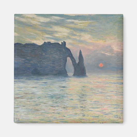 Aimant Claude Monet - La falaise, Étretat, coucher du sol (Devant)