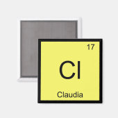 Aimant Claudia Nom Chimie Élément Tableau Périodique (Recto/Verso)