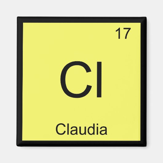 Aimant Claudia Nom Chimie Élément Tableau Périodique (Devant)