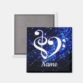 Aimant Clé de basse de Treble Clé Coeur Bleu Nebula Custo (Recto/Verso)