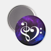Aimant Clé de basse de Treble Coeur Purple Bleu Nebula (Recto/Verso)