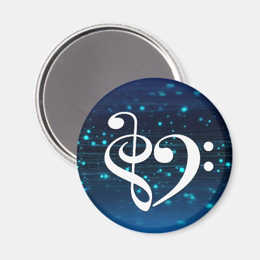 Aimant Clé de basse en acier Clé Coeur Bleu Cluster Nebul (Recto/Verso)