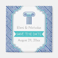 Clé grecque & aqua bleu colonne mariage Enregistre