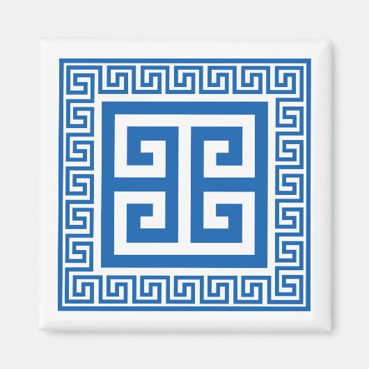 Aimant Clé grecque Magazine bleu et blanc (Devant)
