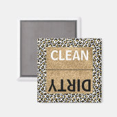 Aimant Clean/Dirty Dishwasher Gold Glam Leopard Print (Recto/Verso)
