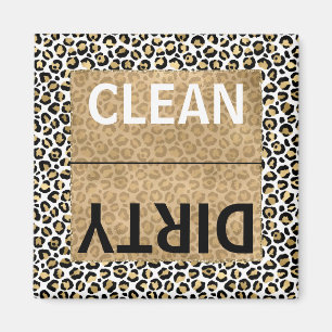 Aimant Clean/Dirty Dishwasher Gold Glam Leopard Print