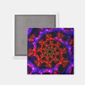 Aimant Clearly | Art fractal rouge et bleu (Recto/Verso)