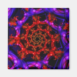 Aimant Clearly Art fractal rouge et bleu