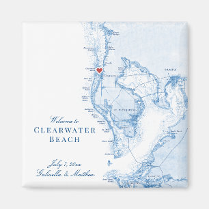 Aimant Clearwater Beach Floride Carte Mariage Favor Magne