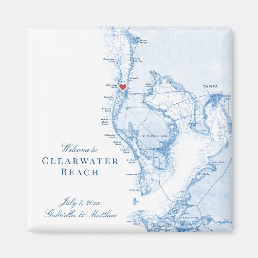 Aimant Clearwater Beach Floride Carte Mariage Favor Magne (Devant)