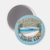 Aimant Clearwater Beach Retro Vignette (Recto/Verso)