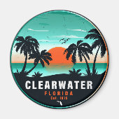 Aimant Clearwater Florida Beach Retro Sunset Souvenirs (Devant)