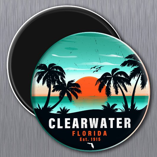 Aimant Clearwater Florida Beach Retro Sunset Souvenirs