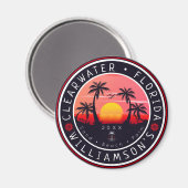 Aimant Clearwater Florida Retro Sunset Souvenirs 80s (Recto/Verso)