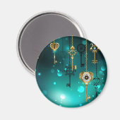 Aimant Clés squelette antiques sur fond vert (Recto/Verso)