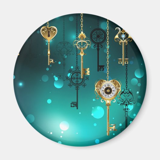 Aimant Clés squelette antiques sur fond vert (Devant)