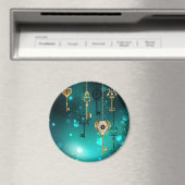 Aimant Clés squelettes antiques sur fond vert (In Situ (Lave-vaisselle))