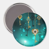 Aimant Clés squelettes antiques sur fond vert (Recto/Verso)