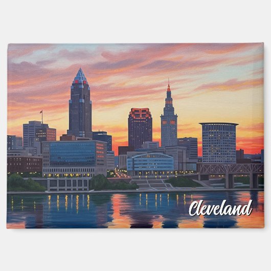 Aimant Cleveland Ohio Skyline Sunset (Recto)