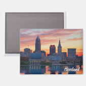 Aimant Cleveland Ohio Skyline Sunset (Recto/Verso)