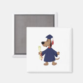 Aimant Clipart de graduation de chien (Recto/Verso)
