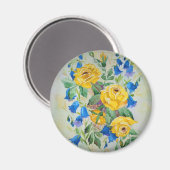 Aimant Cloches bleues avec rose (Recto/Verso)