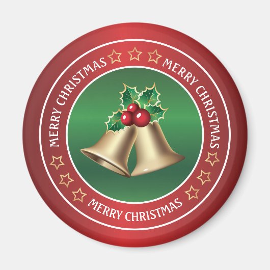 Aimant Cloches de Noël dorées et sainte (Devant)