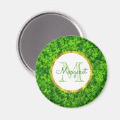 Aimant Cloches vertes et Faux Gold Foil & Monogramme (Recto/Verso)