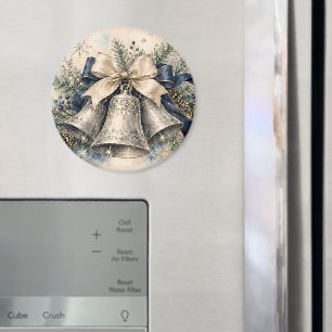 Aimant Clochettes de Noël en argent élégantes à l'aquarel