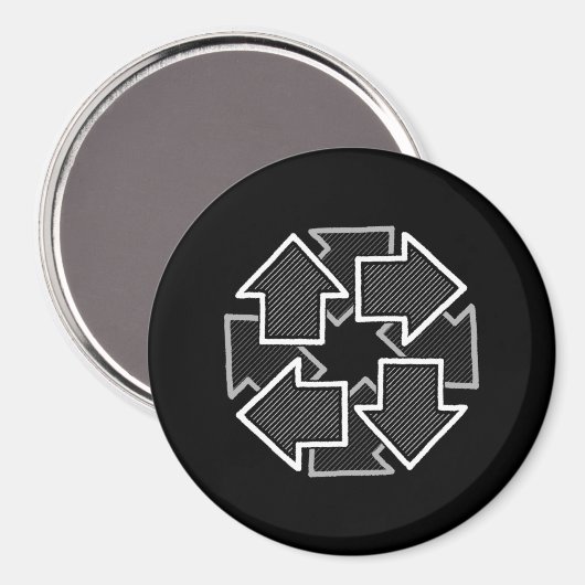 Aimant Clockwise Arrows Minimal Geometric Black Variant 2 (Recto/Verso)