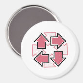 Aimant Clockwise Arrows Minimal Geometric Red (Recto/Verso)