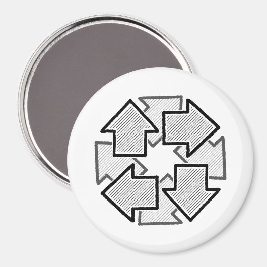 Aimant Clockwise Arrows Minimal Geometric White Variant 1 (Recto/Verso)
