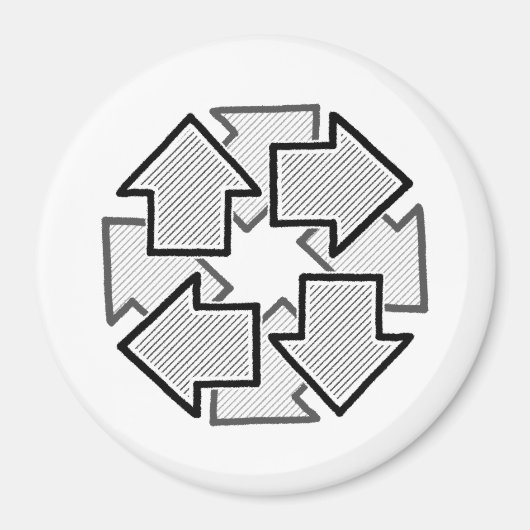 Aimant Clockwise Arrows Minimal Geometric White Variant 1 (Devant)