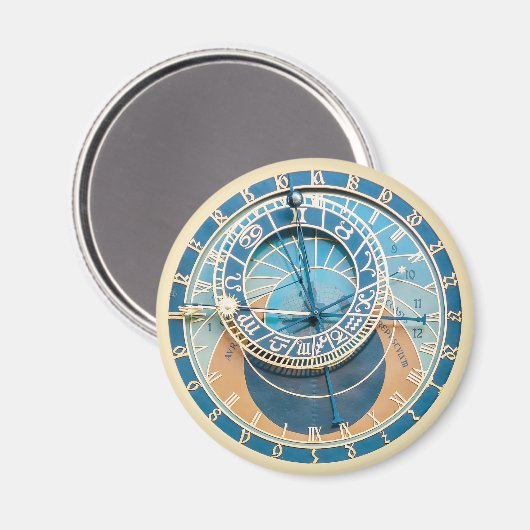 Aimant Closeup on Prague Astronomical Clock, Czech R. (Recto/Verso)