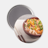 Aimant Closeup Plat asiatique de nouilles de riz et de lé (Recto/Verso)